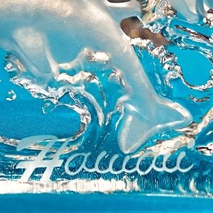 Happy Dolphins etched in Glass Block